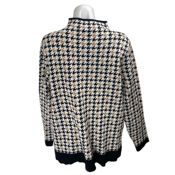 Adrianna Papell Women's Multicolor Houndstooth Long Sleeve Sweater Top Size L - Picture 2 of 4